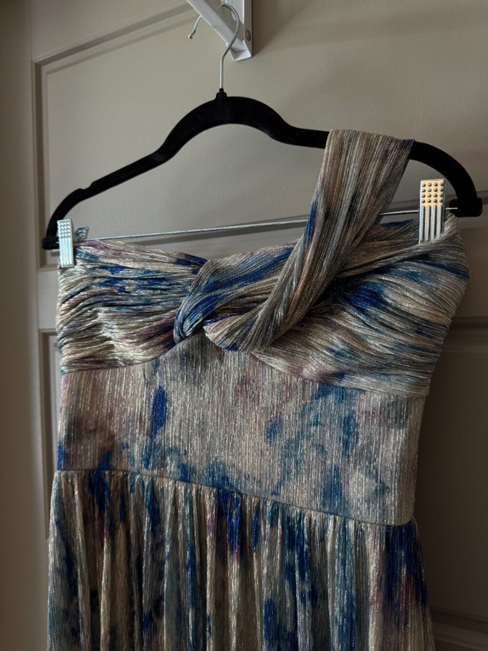 Dress the Population / Metallic Floral Print One-Shoulder Gown / Women's Medium - Picture 7 of 9
